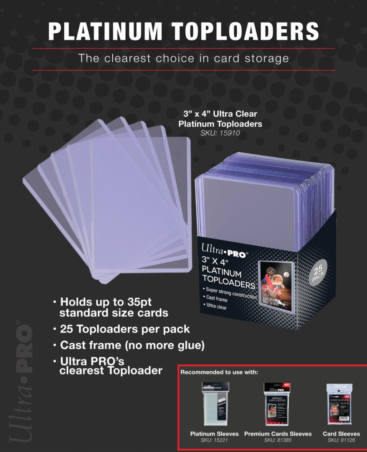 3 X 4 Ultra Clear Platinum Toploaders (25ct)